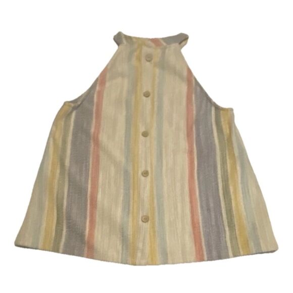 W5 Tops - W5 Multicolor  XL  Striped Button Halter Tank Top